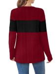 Burgundy Loose Fit Long Sleeve Pullover Sweater
