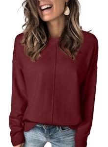 Cozy Burgundy Crewneck Sweater for Women
