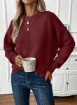 Cozy Burgundy Crewneck Sweater for Women