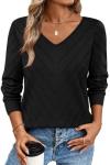 Trendy Women's Fall V Neck Crochet Sweater