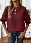 Cozy Burgundy Crewneck Sweater for Women