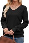 Trendy Women's Fall V Neck Crochet Sweater