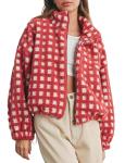 Esmeling Women’s Cropped Sherpa Plaid Jacket