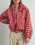 Esmeling Women’s Cropped Sherpa Plaid Jacket
