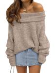 Womens Oversized Off-The-Shoulder Cozy Sweater