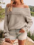 Womens Oversized Off-The-Shoulder Cozy Sweater