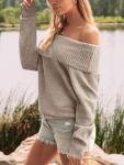 Womens Oversized Off-The-Shoulder Cozy Sweater
