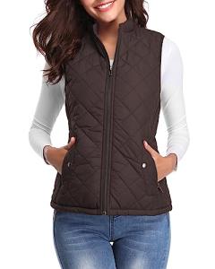 Fuinloth Women's Lightweight Quilted Chocolate Vest