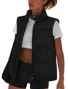 Zeagoo Women's Black Puffer Vest with Pockets