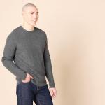 Men's Waffle Stitch Crewneck Sweater in Charcoal