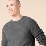 Men's Waffle Stitch Crewneck Sweater in Charcoal