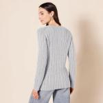 Women's Soft Cable Knit Crewneck Sweater - Light Grey