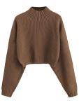 ZAFUL Women's Cropped Turtleneck Sweater in Deep Coffee
