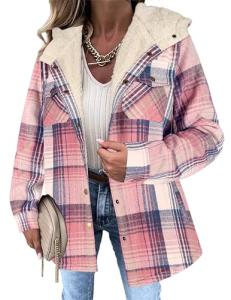 Zeagoo Women's Oversized Plaid Hooded Jacket