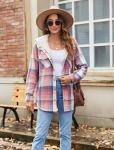 Zeagoo Women's Oversized Plaid Hooded Jacket