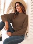 ZAFUL Women's Cropped Turtleneck Sweater in Deep Coffee