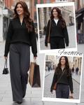 Simlakey Women's Oversized Quarter Zip Sweater (Black)
