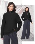 Simlakey Women's Oversized Quarter Zip Sweater (Black)