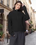 Simlakey Women's Oversized Quarter Zip Sweater (Black)