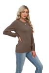 Chocolate Brown Puff Sleeve Sweater for Women