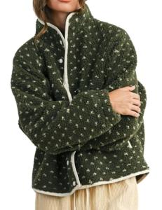 Meyhad Women's Sherpa Fleece Jacket - Dark Green