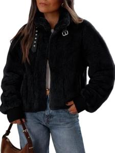 LILLUSORY Women's Cropped Faux Fur Winter Coat