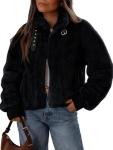 LILLUSORY Women's Cropped Faux Fur Winter Coat