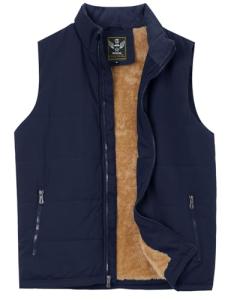 Flygo Men's Thick Fleece-Lined Puffer Vest – Blue