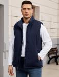 Flygo Men's Thick Fleece-Lined Puffer Vest – Blue