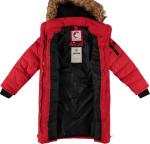 Women's Red Heavyweight Puffer Coat with Faux Fur Hood