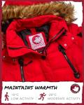 Women's Red Heavyweight Puffer Coat with Faux Fur Hood