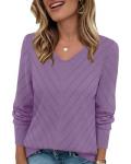 Lightweight V-Neck Knit Pullover Sweater for Women