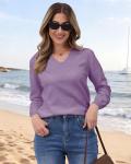 Lightweight V-Neck Knit Pullover Sweater for Women