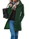 CHARTOU Women's Casual Thicken Wool Blend Stand Collar Single Breasted Pea Coat (Medium, Green)