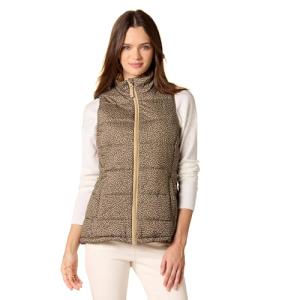 Women's Olive Cheetah Mid-Weight Puffer Vest