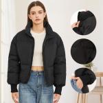 Women's Cropped Black Winter Puffer Jacket