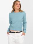 ANRABESS Women's Cropped Crew Neck Sweater - Light Blue