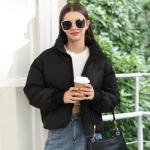 Women's Cropped Black Winter Puffer Jacket