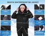 WULFUL Women's Waterproof Winter Ski Jacket with Hood