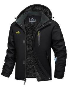 Men's Black Waterproof Winter Ski Jacket, XL