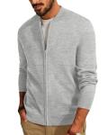 Men's Zip-Up Stand Collar Cardigan Jacket - Light Grey