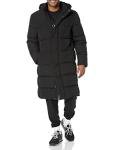 Men's Black Hooded Long Puffer Coat, 3X-Large