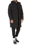 Men's Black Hooded Long Puffer Coat, 3X-Large