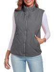 FIOPHY Women's Zip Up Quilted Vest with Pockets