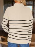 LILLUSORY Women's Oversized Striped Quarter Zip Sweater