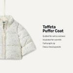 Sofia Grainge Girls' Taffeta Puffer Jacket - Ivory Blue