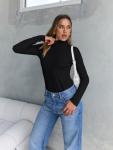 Trendy Women's Black Turtleneck Long Sleeve Top