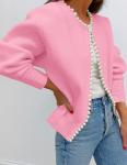 ZESICA Women's Pink Open Front Cardigan Sweater