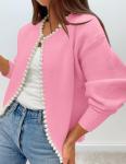 ZESICA Women's Pink Open Front Cardigan Sweater