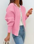 ZESICA Women's Pink Open Front Cardigan Sweater